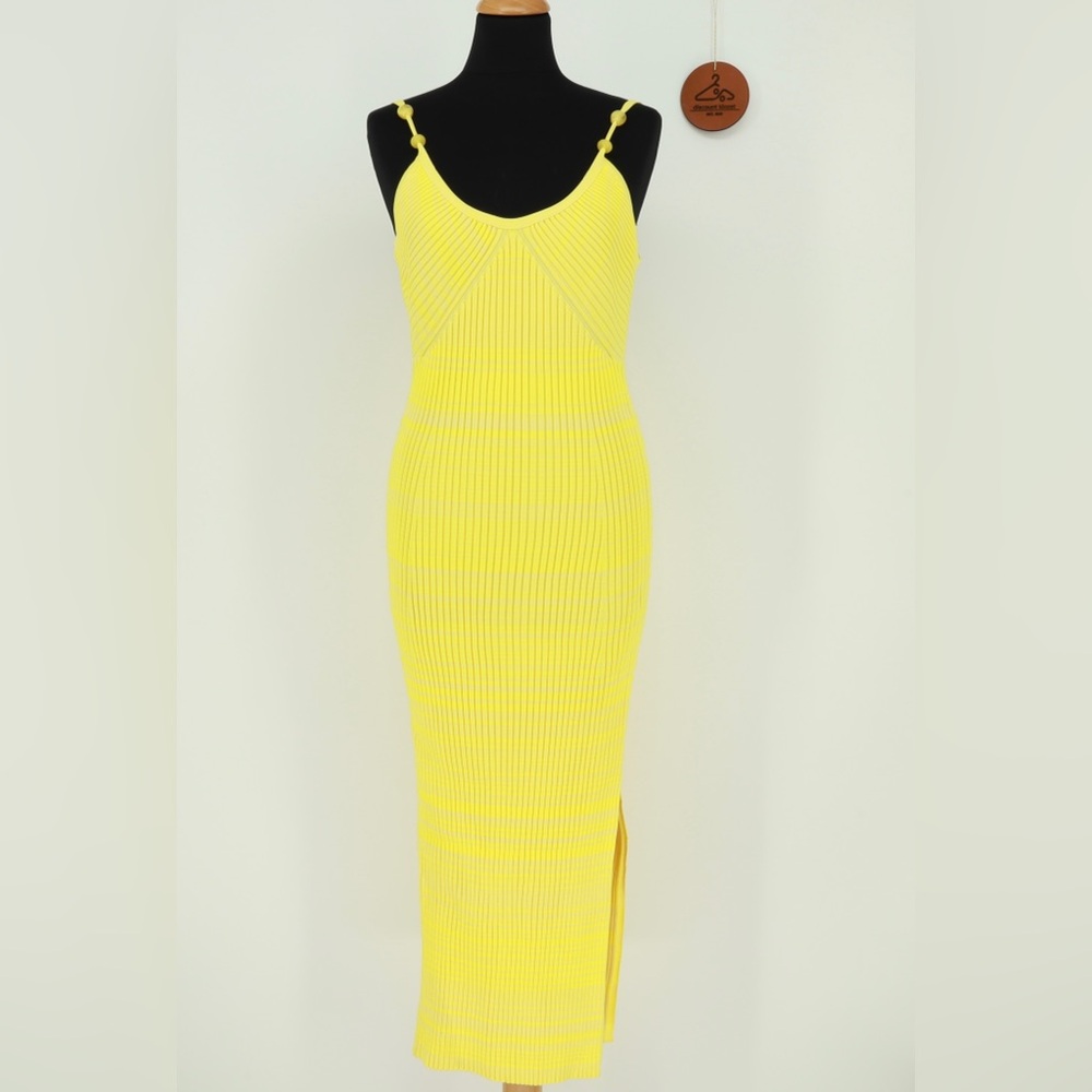 HOUSE OF HARLOW 1960 Ribbed Knit Dress with Side Slit